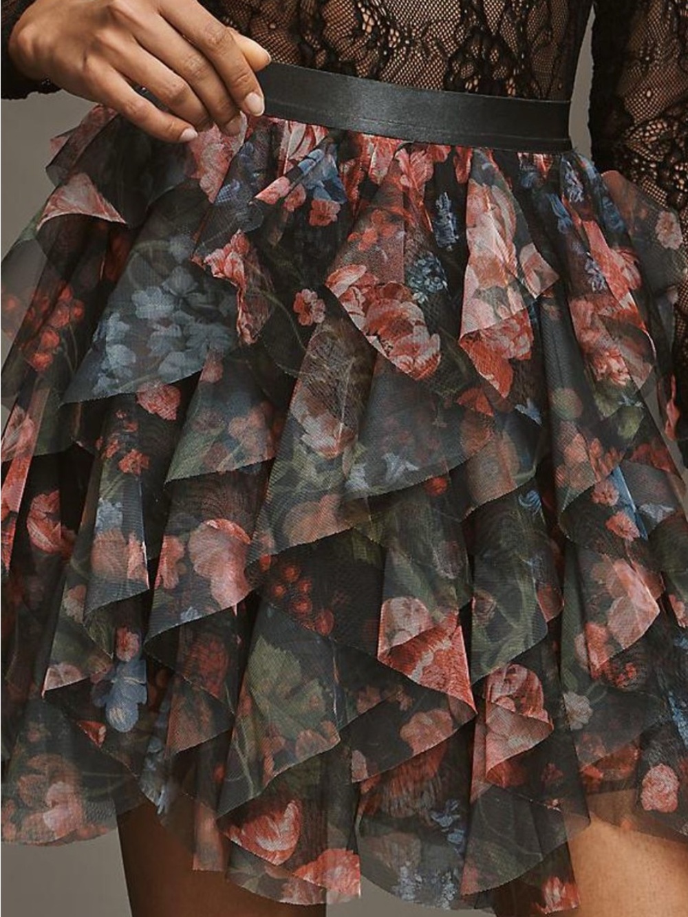 Anthropologie "The Cheri" Blue Ruffled Tulle Mini Skirt